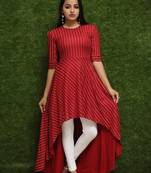 Women Red Long Kurti For Girls 