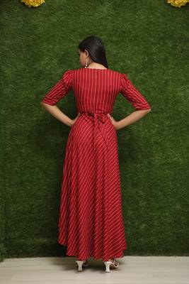 Women Red Long Kurti For Girls  4