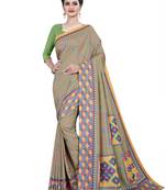 Multicolor printed cotton stretch saree with blouse