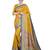 Gold printed cotton stretch saree with blouse