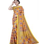 Multicolor printed cotton stretch saree with blouse