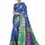 Blue printed cotton stretch saree with blouse