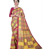 Multicolor printed cotton stretch saree with blouse