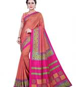 Multicolor printed cotton stretch saree with blouse