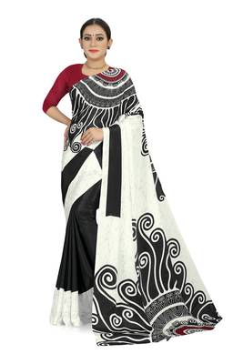 Multicolor printed crepe saree with blouse 1