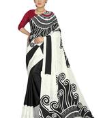 Multicolor printed crepe saree with blouse