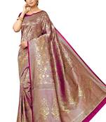 Pink hand woven art silk saree with blouse
