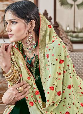 Green Velvet Embroidered Palazzo Suit 3