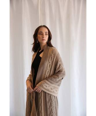 Hand knitted natural undyed luxury cashmere scarf 2