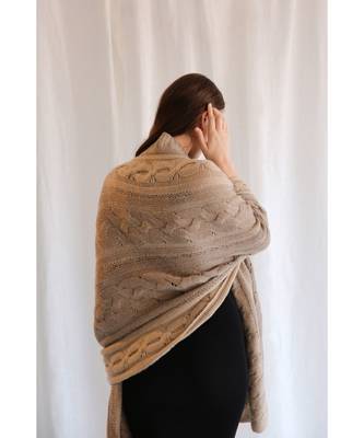Hand knitted natural undyed luxury cashmere scarf 3