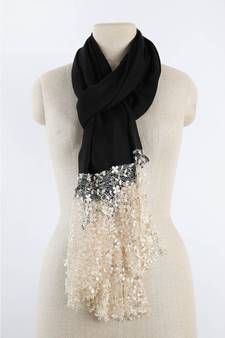 Italian lace on black silk