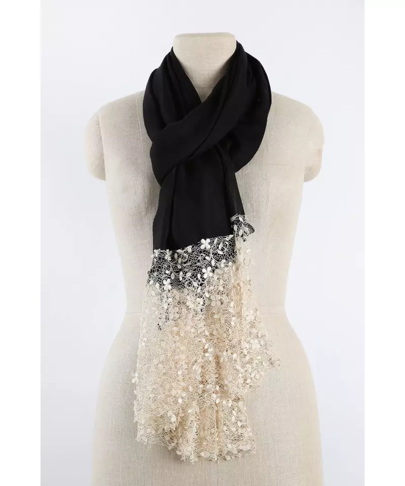 Italian lace on black silk