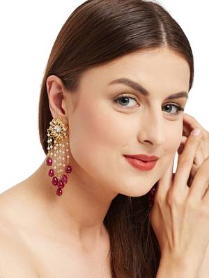 Maroon Tassle Earrings 1
