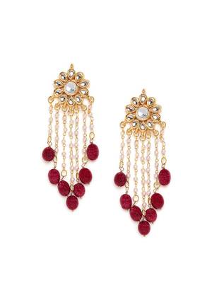Maroon Tassle Earrings 2