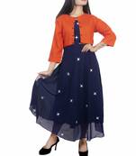 18 FOREVER V R FOR U Women's Georgette Blend Anarkali Kurta With Jacket 