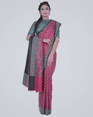 PurpleSemi Kataan Silk Banarasi Booti Saree 1