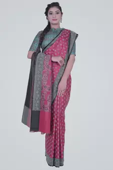 PurpleSemi Kataan Silk Banarasi Booti Saree