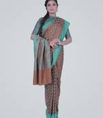 BrownSemi Kataan Silk Banarasi Booti Saree