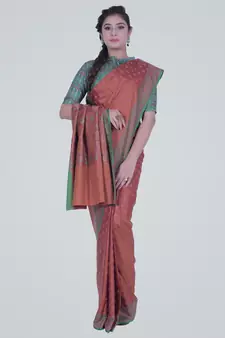 BrownSemi Kataan Silk Banarasi Booti Saree