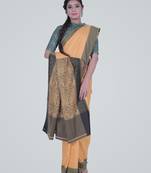 YellowSemi Kataan Silk Banarasi tanchui Saree