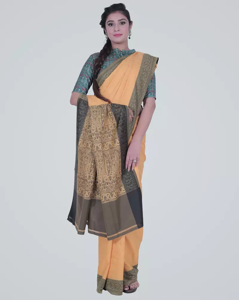 YellowSemi Kataan Silk Banarasi tanchui Saree