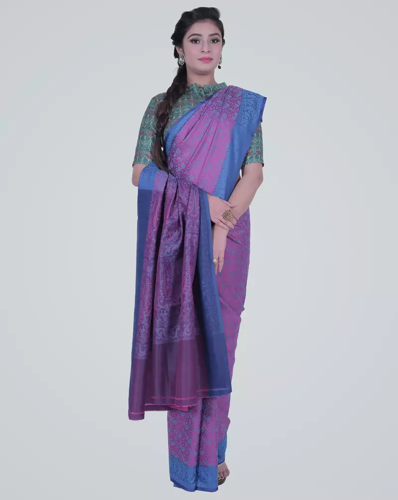 PurpleSemi Kataan Silk Banarasi tanchui Saree