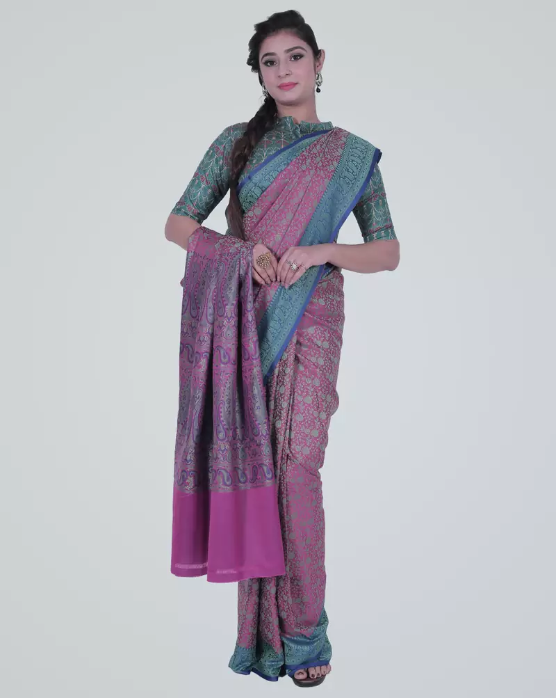 PurpleSemi Kataan Silk Banarasi tanchui Saree