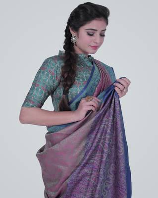 PurpleSemi Kataan Silk Banarasi tanchui Saree 3