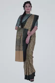 BrownSemi Kataan Silk Banarasi Saree