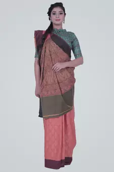 PinkSemi Kataan Silk Banarasi Saree