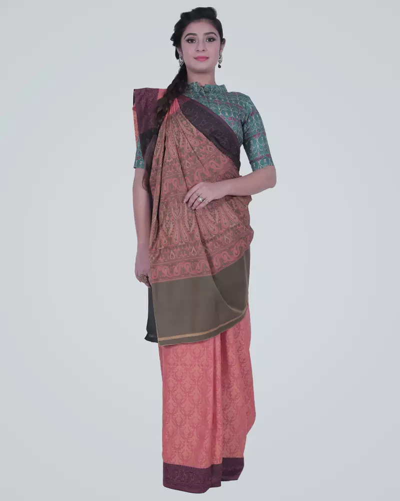 PinkSemi Kataan Silk Banarasi Saree