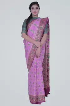 PurpleSemi Dupion Silk Banarasi Saree