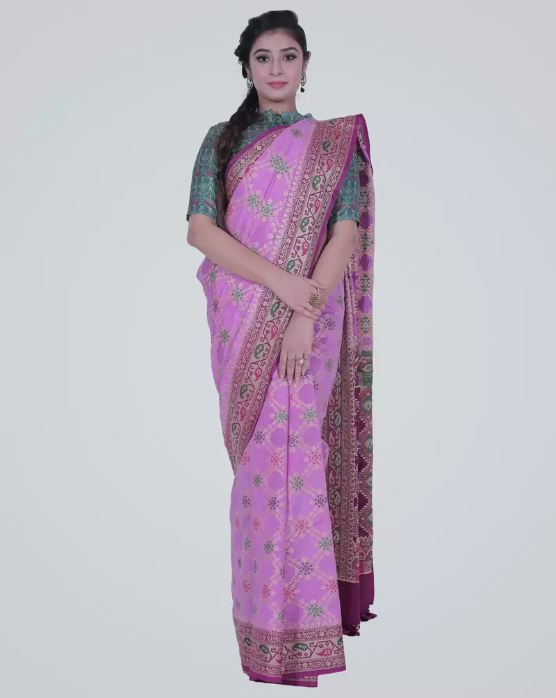 PurpleSemi Dupion Silk Banarasi Saree