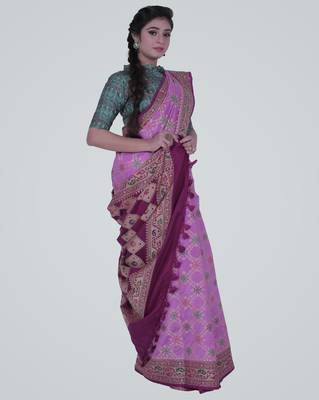 PurpleSemi Dupion Silk Banarasi Saree 2