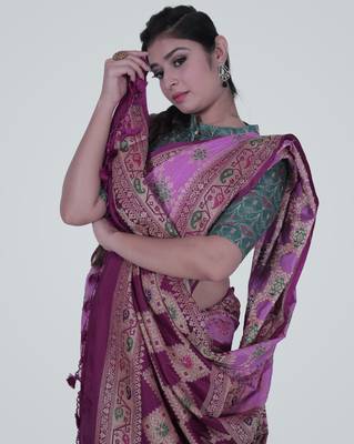 PurpleSemi Dupion Silk Banarasi Saree 3