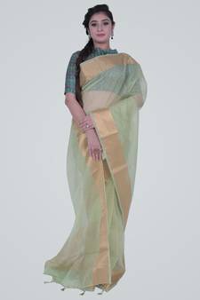 GreenSemi Orgnaza Silk Banarasi Saree