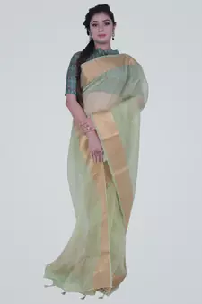 GreenSemi Orgnaza Silk Banarasi Saree
