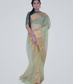 GreenSemi Orgnaza Silk Banarasi Saree
