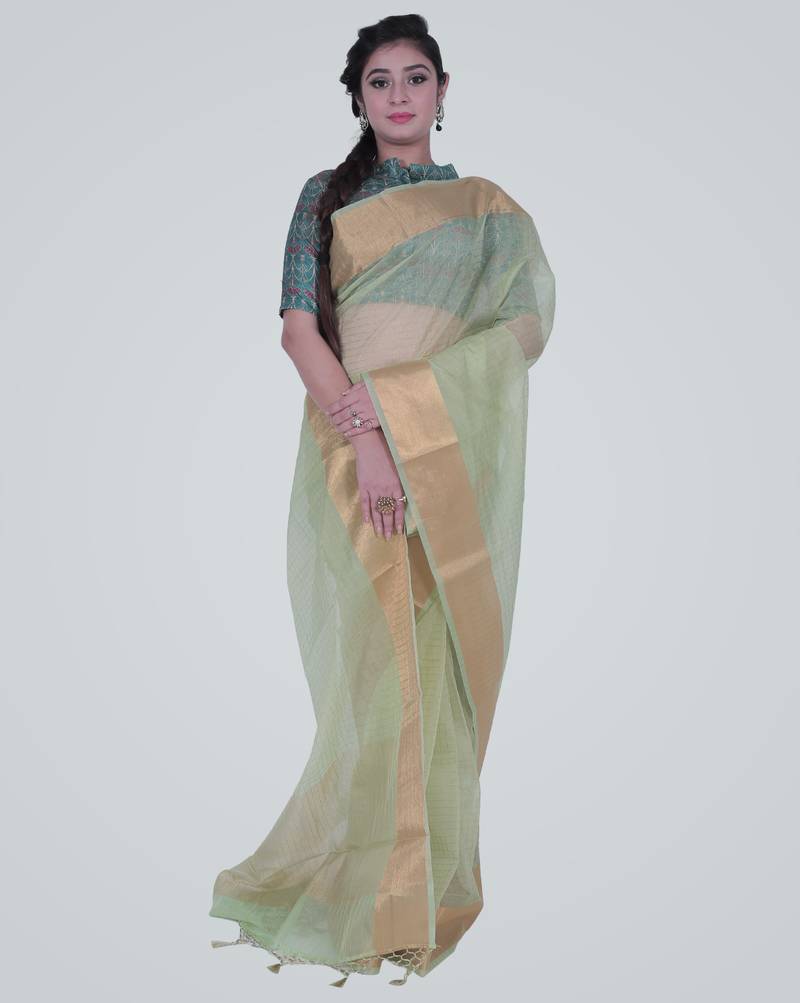 GreenSemi Orgnaza Silk Banarasi Saree