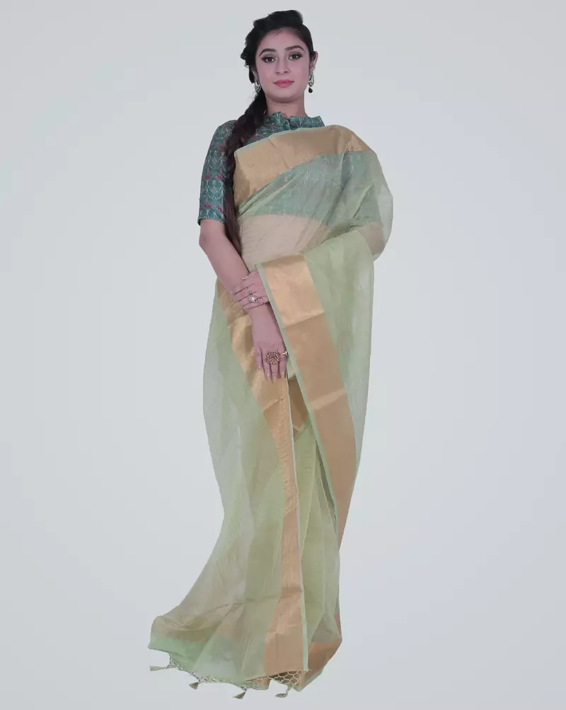 GreenSemi Orgnaza Silk Banarasi Saree