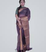 NavySemi Orgnaza Silk Banarasi Saree