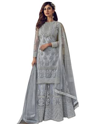 Grey embroidered net salwar 1