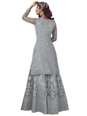 Grey embroidered net salwar 3