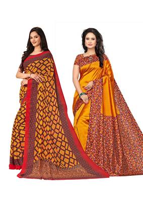 Classiques Yellow Saree Combos With Blouse (Pack of 2) 1