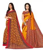 Classiques Yellow Saree Combos With Blouse (Pack of 2)