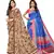 Classiques Brown& Blue Saree Combos With Blouse (Pack of 2)