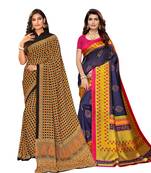 Classiques Multicolor & Navy Blue Saree Combos With Blouse (Pack of 2)