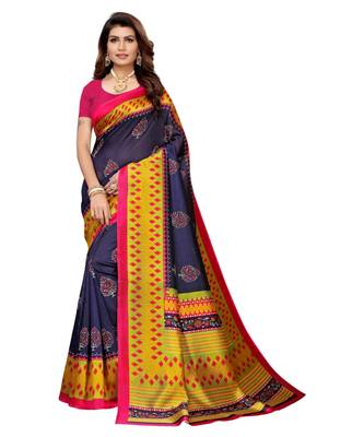 Classiques Multicolor & Navy Blue Saree Combos With Blouse (Pack of 2) 2