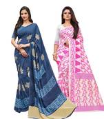 Classiques Blue& Pink Saree Combos With Blouse (Pack of 2)