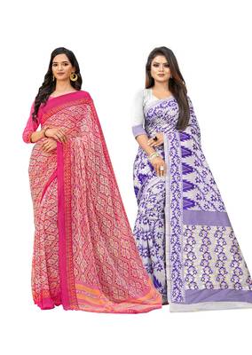 Classiques Pink & Purple Saree Combos With Blouse (Pack of 2) 1